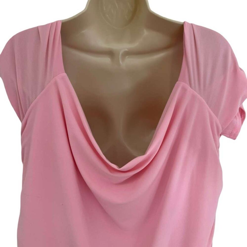 Candela Womens Pink Jersey Knit Scoop Neck Midi Stretch Dress Cap Sleeve sz 16 - Picture 8 of 13